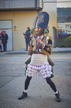Viana do bolo-spain january.26-2019, Mascarada de viana do bolo in Spain where the annual costume meets the most ancestral costumes of the Galician carnival Spain and Portugalのeditorial素材