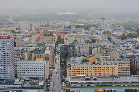 POLAND, WARSAW-SEPTEMBER 17,2019 Views of the city of Poland with its streets, its people and its squaresのeditorial素材