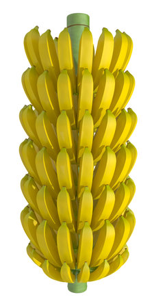 bunch of bananas on a white backgroundの写真素材