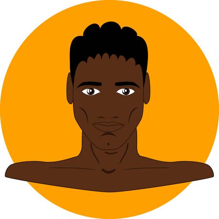 African male bust on a orange circle backgroundのイラスト素材