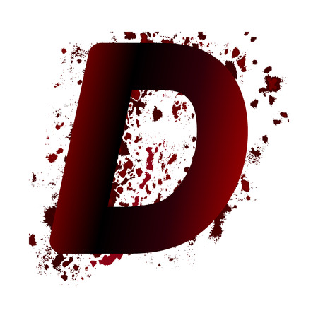 Dirty bloody letter D with spots. Grunge alphabet. Scary letters for Halloweenのイラスト素材