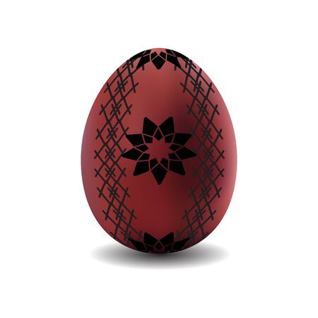 3d isolated vector realistic brown easter egg with pattern on white backgroundのイラスト素材