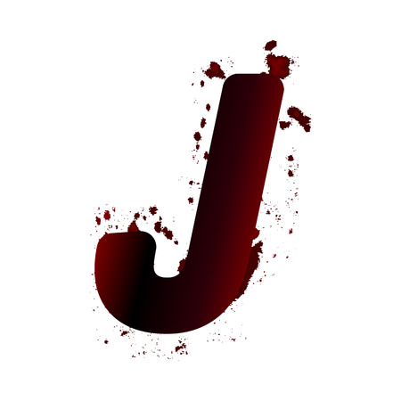 Dirty bloody letter J with spots. Grunge alphabet. Scary letters for Halloweenのイラスト素材