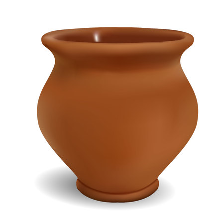 3d photorealistic clay pot on a white backgroundのイラスト素材
