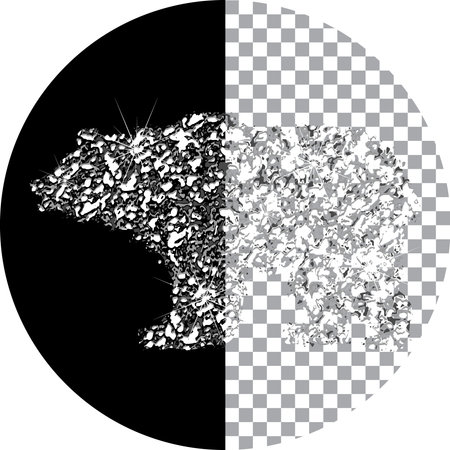 Brilliant bear icon. The effect of a diamond. Transparent silvery jeweler icon. Wild nature.のイラスト素材