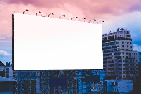 Billboard blank on road in city for advertising background.の写真素材