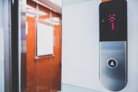 Empty elevator or lift in first floor open in buildingの写真素材