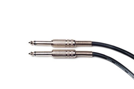 two isolated chrome guitar jack with black cable