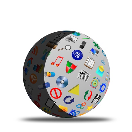 Abstract sphere consisting of different icons for designers for various necessities の写真素材