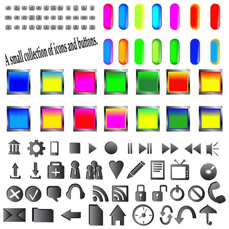 A small collection of colored icons and buttons for different needs のイラスト素材