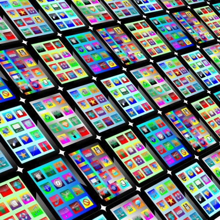 Background of many sets of tablets for designers for various necessities の写真素材