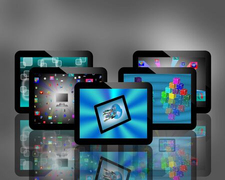 Abstraction of five conventional tablets for web designers for various necessities の写真素材