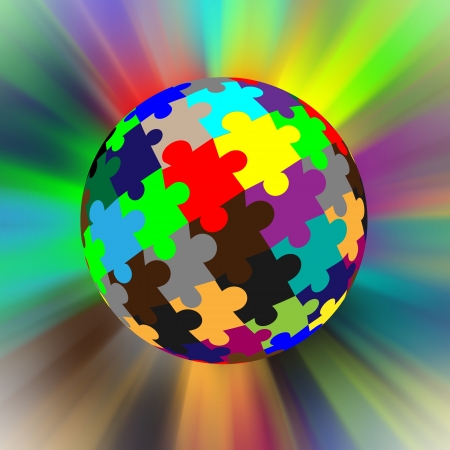 Colored sphere composed of a mosaic of colored pieces to designers for various necessities の写真素材