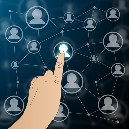Interface representing the contact and communication between people around the world through an international network of Internet.の写真素材