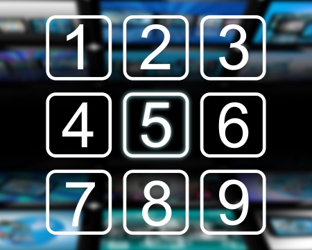 The interface in the form of nine buttons with numbers from one to nine.の写真素材