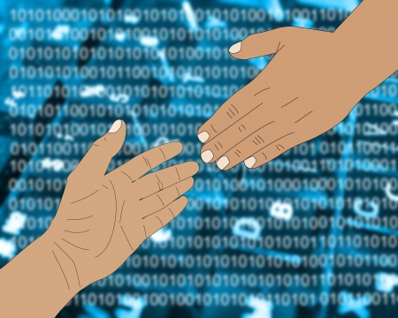 Abstract symbolizing the contacts of people around the world alternating Internet.の写真素材