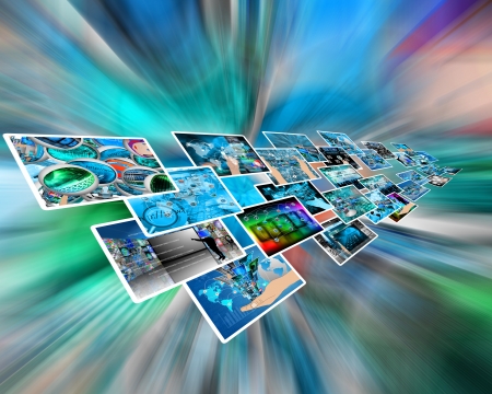 Abstract composition which shows a variety of different images on the theme of computers and high technology
の写真素材