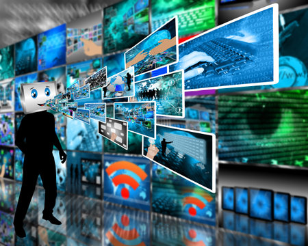 Cheerful computer gives a continuous flow of information to the international Internet.