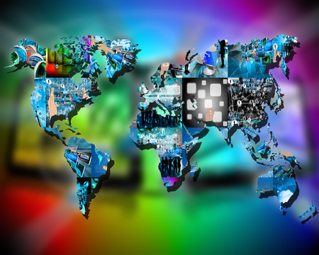 International Network of internet spread around the world on all continents.の写真素材