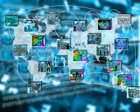 International Network of internet spread around the world on all continents.