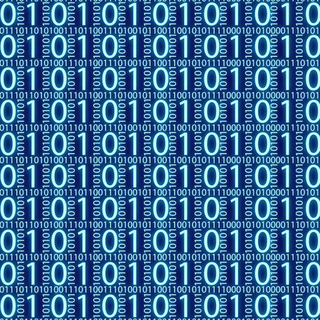 Composition, which depicts a computer abstraction in binary form in cyberspace.