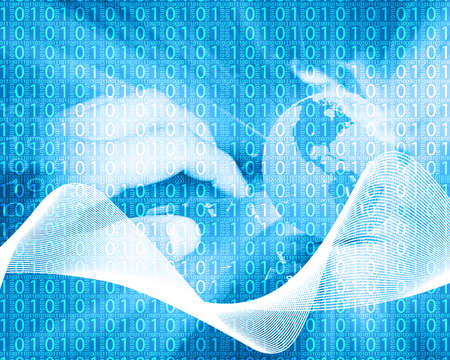 Composition, which depicts a computer abstraction in binary form in cyberspace.の写真素材