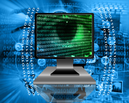 Abstract background in the form of a binary code of the human eye and the keyboard design for...