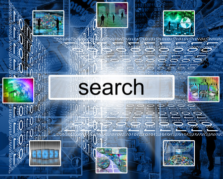 "Search" button on the World Wide Web Internet and eight images.の写真素材
