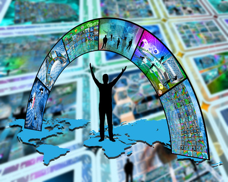 Abstract image on computers, the Internet, communications and high technology.の写真素材