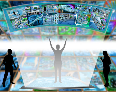 Abstract image on computers, the Internet, communications and high technology.
