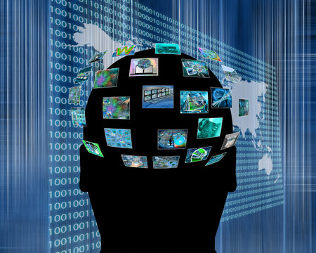 Many abstract images on the theme of computers, Internet and high technology.
