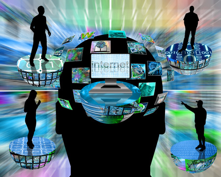 Abstract image on computers, the Internet, communications and high technology.の写真素材