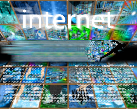 Many abstract images on the theme of computers, Internet and high technology.の写真素材