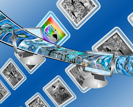 Many abstract images on the theme of computers, Internet and high technology.の写真素材