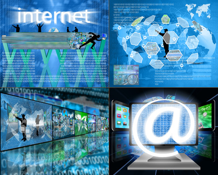 Many abstract images on the theme of computers, Internet and high technology.の写真素材