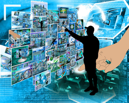 Many abstract images on the theme of computers, Internet and high technology.