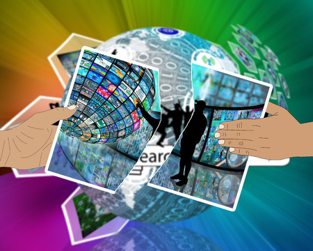 Many abstract images on the theme of computers, Internet and high technology.の写真素材