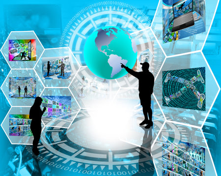 Many abstract images on the theme of computers, Internet and high technology.