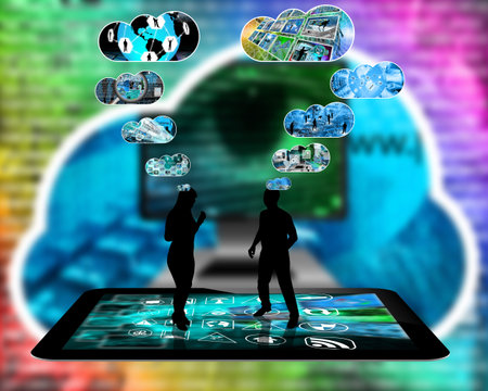 Many abstract images on the theme of computers, Internet and high technology.
