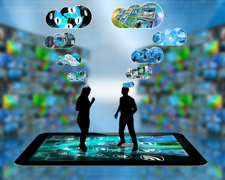 Many abstract images on the theme of computers, Internet and high technology.
