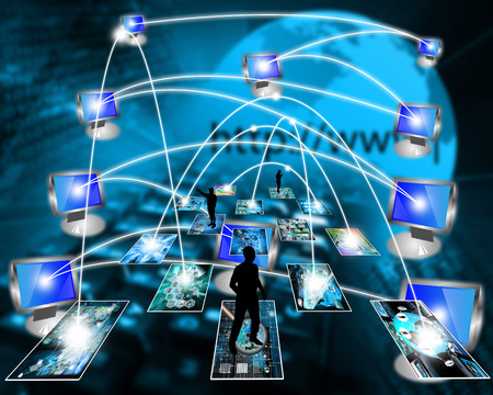 Many abstract images on the theme of computers, Internet and high technology.の写真素材