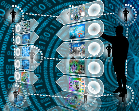 Many abstract images on the theme of computers, Internet and high technology.の写真素材