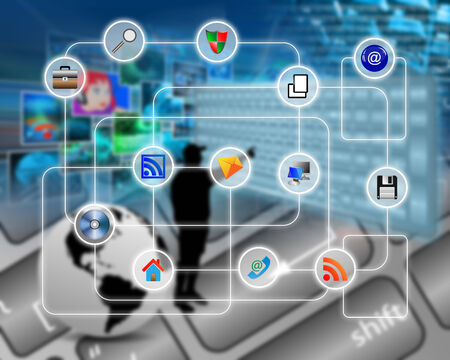 Many abstract images on the theme of computers, Internet and high technology.の写真素材