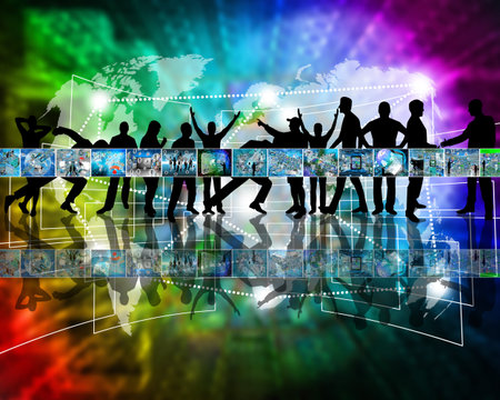 Many abstract images on the theme of computers, Internet and high technology.の写真素材