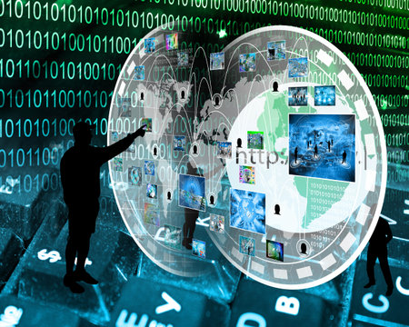 Many abstract images on the theme of computers, Internet and high technology.