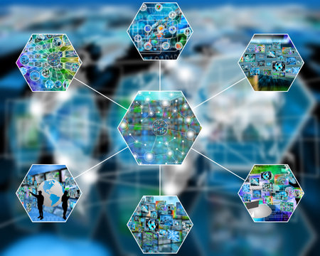Many abstract images on the theme of computers, Internet and high technology.