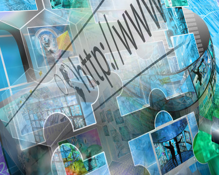 Many abstract images on the theme of computers, Internet and high technology.