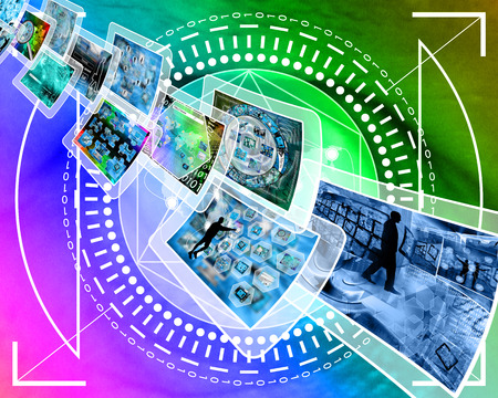 Many abstract images on the theme of computers, Internet and high technology.の写真素材