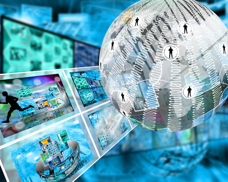 Many abstract images on the theme of computers, Internet and high technology.の写真素材