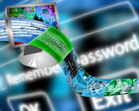 Many abstract images on the theme of computers Internet and high technology.の写真素材